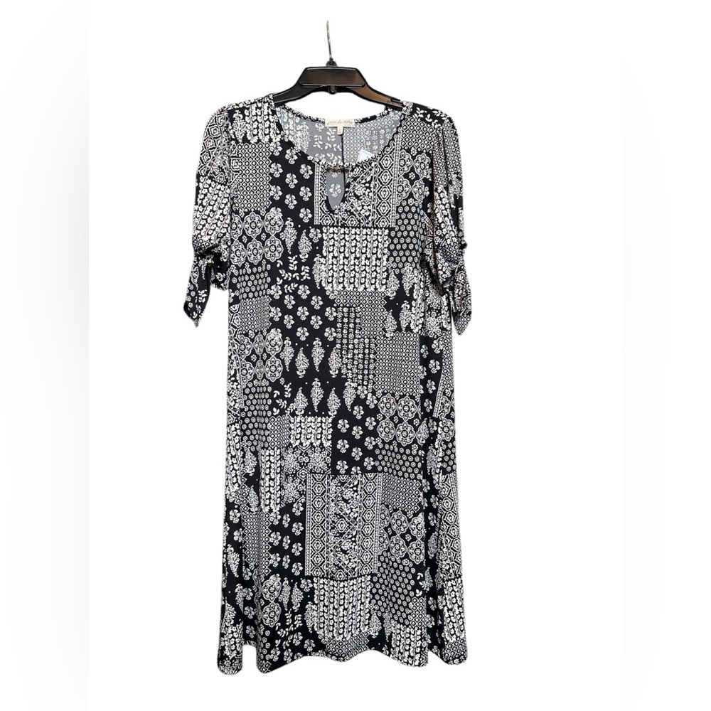 Black and white floral paisley dress